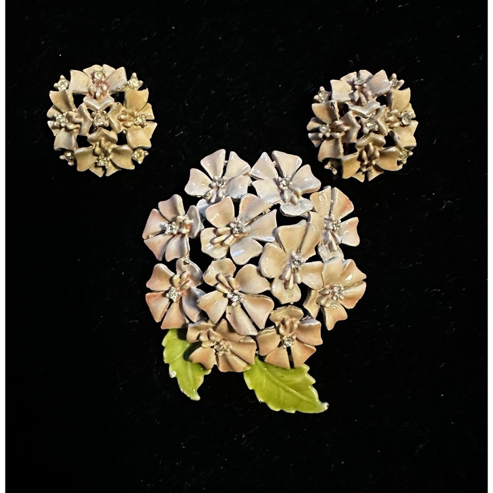 Vintage BSK My Fair Lady Floral‎ Pin & Earrings Set